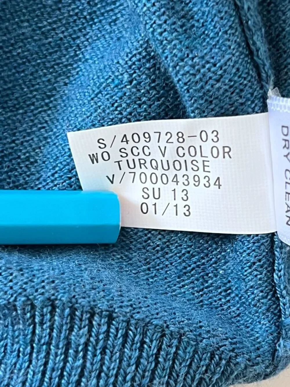 Banana Republic Silk Cotton Cashmere Blend V-Neck Sweater Turquoise Blue Large